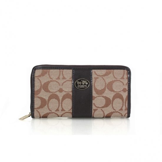 Coach Zippy Logo Signature Small Apricot Wallets FET