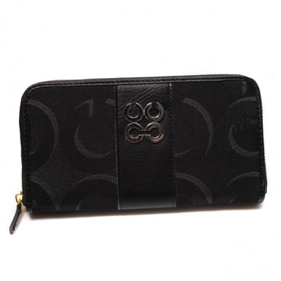Coach Logo Signature Large Black Wallets CJZ