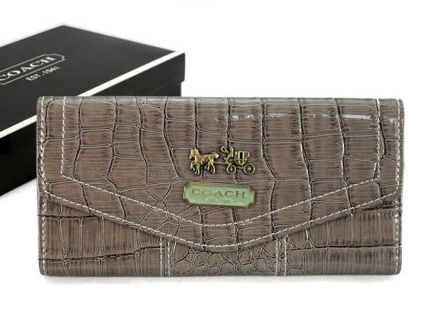 Coach Madison In Embossed Large Coffee Wallets EDO