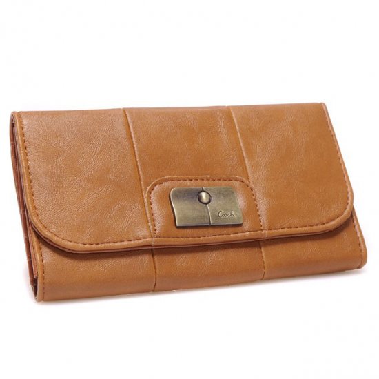 Coach Madison Checkbook Large Tan Wallets CHU