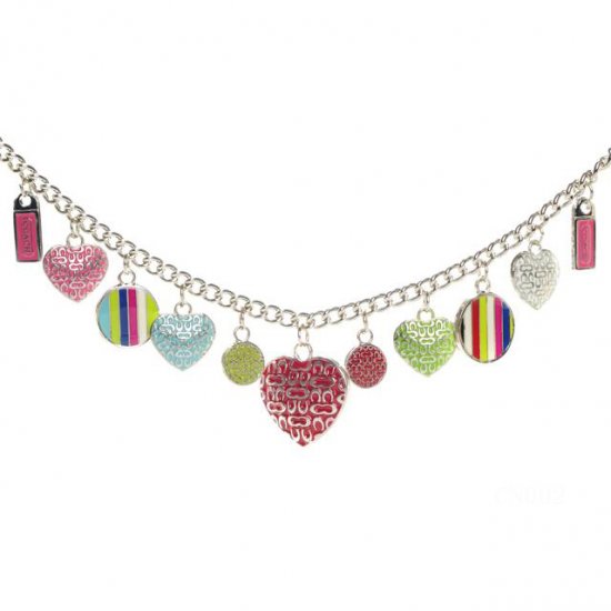 Coach Heart Circle Silver Necklaces CYX