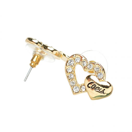 Coach Double Heart Gold Earrings AKC