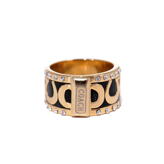 Coach Signature C Pave Band Black Rings AKI