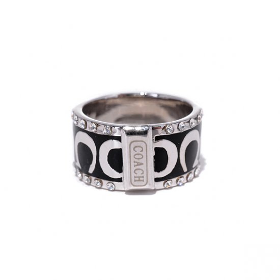 Coach Signature C Pave Band Black Rings AKJ