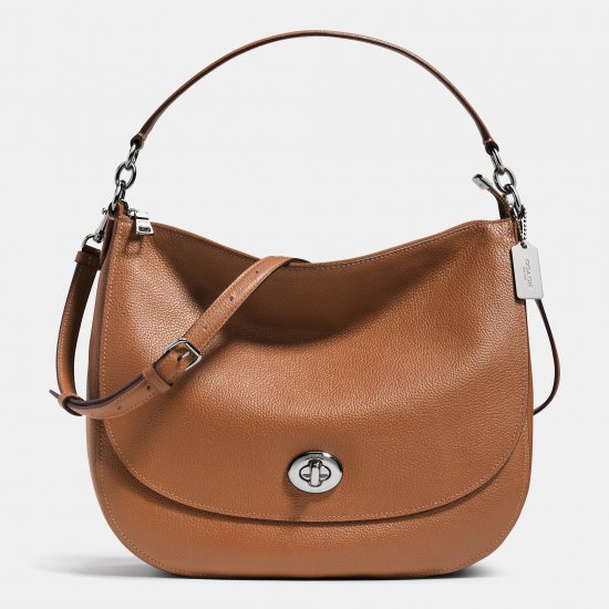 TURNLOCK HOBO IN PEBBLE LEATHER