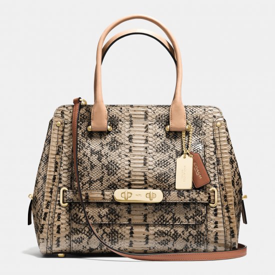 COACH SWAGGER FRAME SATCHEL IN COLORBLOCK EXOTIC